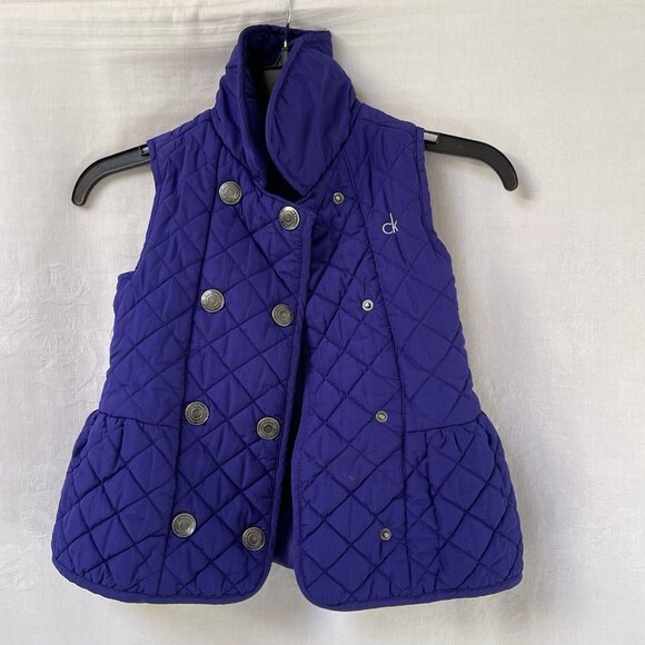 Calvin Klein Puffer Vest Girls 6 Purple Kids Quilted Outdoor Cozy Holiday Party - Picture 7 of 8